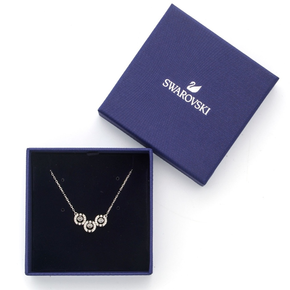 Swarovski Silver Necklace with Three Clear Crystals